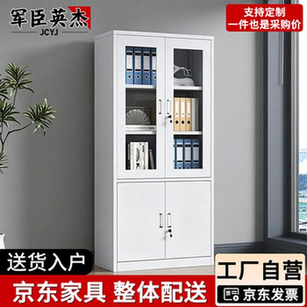 文件柜铁皮柜子资料柜办公带锁储物柜玻璃门高柜整体配送
